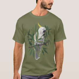 Camiseta Ilustração de Cacatua de Crista Amarela em Árvore