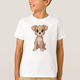 Camiseta Ilustração de Cachorro de Animação Bonita com Olho