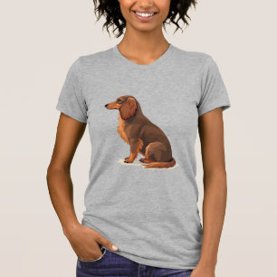 Camiseta Ilustração de cachorro de costas de Dachshund de p