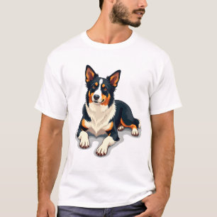 Camiseta Ilustração de Cachorro de Retrato de Border Collie