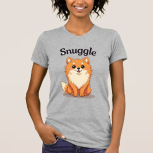 Camiseta Ilustração de cachorro fofo Pomeranian Snuggle Vin