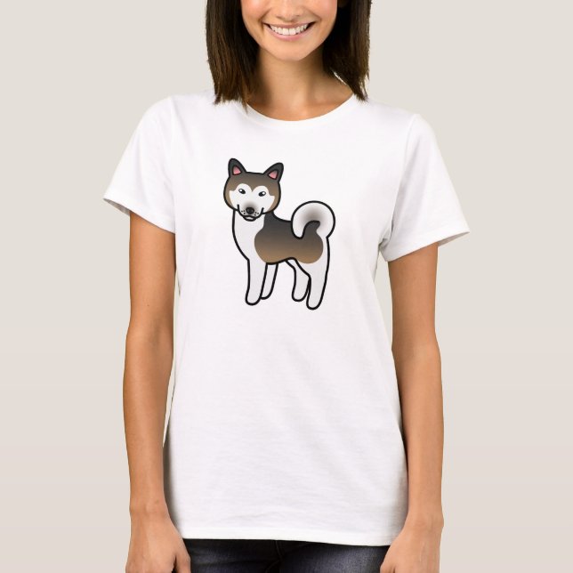 Camiseta Ilustração de cachorro Malamute do Alasca preto e  (Frente)