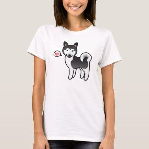 Camiseta Ilustração de Cachorro Malamuto Negro E Branco