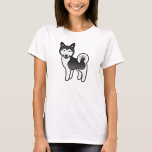Camiseta Ilustração de Cachorro Malamuto Negro E Branco