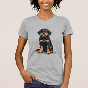Camiseta Ilustração de Cachorro Preto e Marrom Vista Poster