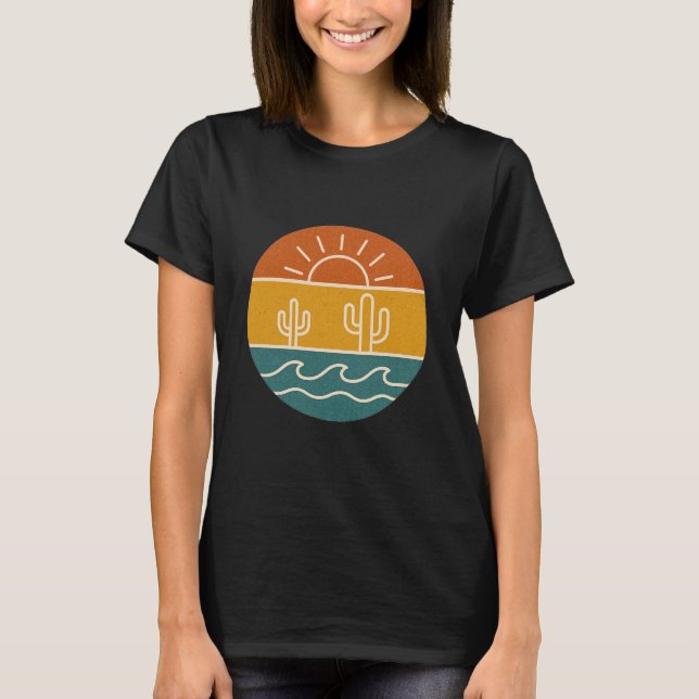 Camiseta Ilustração de Cactus no Deserto Sunset (Frente)