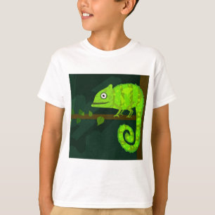 Camiseta Ilustração de Camaleão Verde Fofo Réptil Tropical