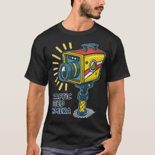Camiseta Ilustração de Câmera de Velocidade de Tráfego em E