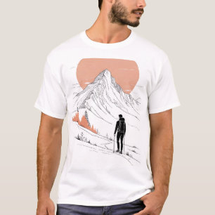 Camiseta Ilustração de Caminhada com Traços Limpos, Cor Sua