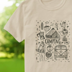 Camiseta Ilustração de Camping no Exterior