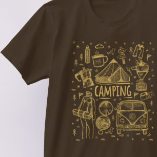 Camiseta Ilustração de Camping no Exterior