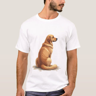 Camiseta Ilustração de Cão com Vista Posterior de Golden Re