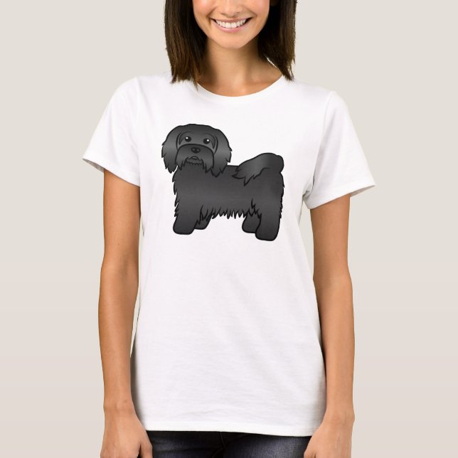 Camiseta Ilustração de Cão de Cartoon Bonito em Havanês Neg (Frente)