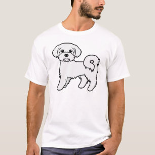 Camiseta Ilustração de Cão de Cartoon Cortado Maltês