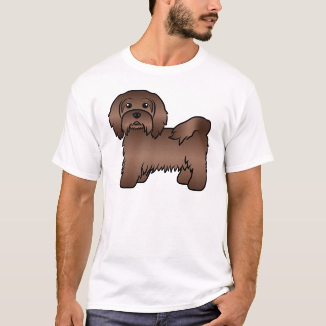 Camiseta Ilustração de Cão de Cartoon de Chocolate Havanês (Frente)