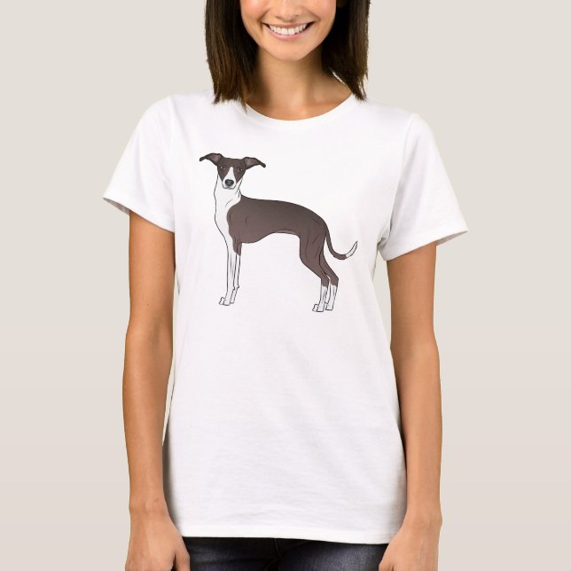 Camiseta Ilustração De Cão De Greyhound Italiano Branco E S (Frente)