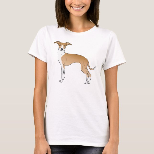 Camiseta Ilustração De Cão De Greyhound Italiano Com Fawn E (Frente)