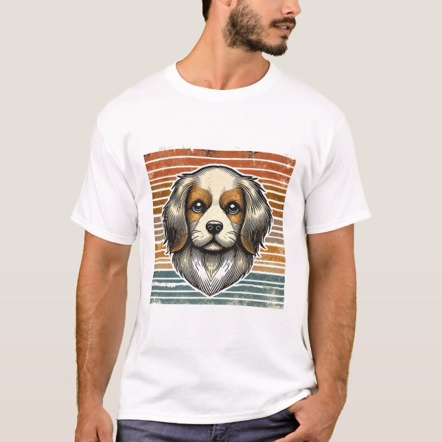Camiseta "Ilustração de Cão de Vintagem Retroativa | Presen (Frente)