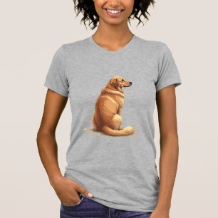 Camiseta Ilustração de Cão Retirado de Vista de Trás do Gol