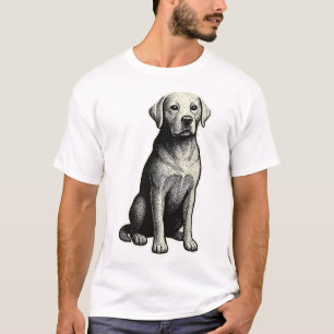 Camiseta Ilustração de Cão Sentado Vintage