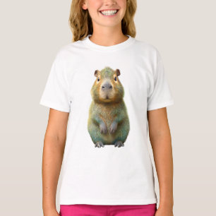 Camiseta Ilustração de Capivara com Gorro de Pelúcia Colori