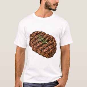 Camiseta Ilustração de Carne Churrasco Bife Ribeye Grelhado