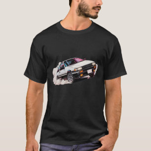 Camiseta Ilustração de Carro Esportivo Branco à Deriva