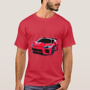 Camiseta Ilustração de Carro Esportivo Vermelho com Design 