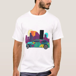 Camiseta Ilustração de Carro Geométrico abstrato