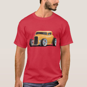 Camiseta Ilustração de Carro Hotrod Amarelo Clássico Ame