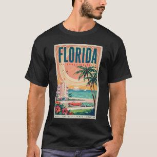 Camiseta Ilustração de Carros da Costa da Flórida Arte de V