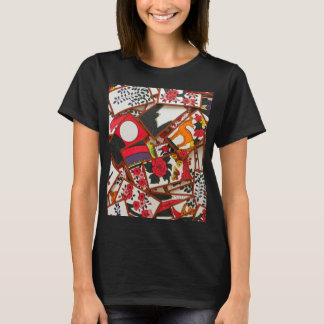 Camiseta Ilustração de Cartões de Reprodução Japoneses (Vár