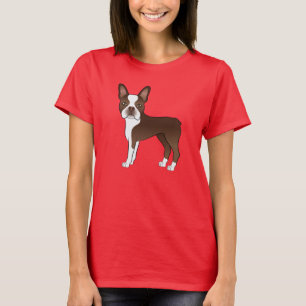 Camiseta Ilustração de Cartoon de Boston Terrier de Choco