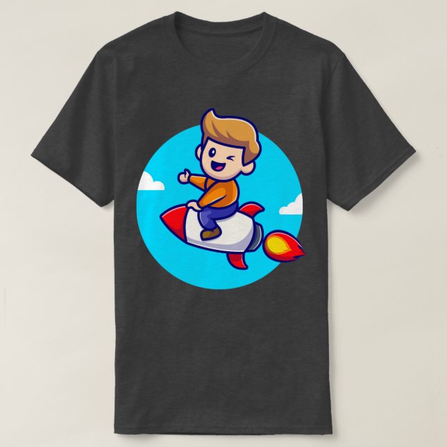 Camiseta Ilustração de Cartoon de Foguete de Corda-Seca (Frente do Design)