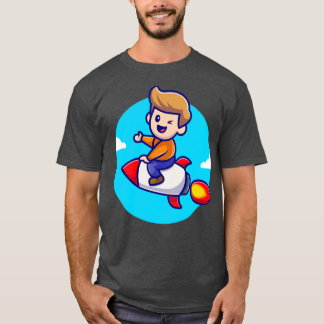 Camiseta Ilustração de Cartoon de Foguete de Corda-Seca