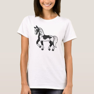 Camiseta Ilustração de Cartoon de Trote de Pinto Negro