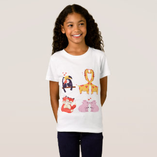Camiseta Ilustração de casal de animais fofos no Dia dos Na