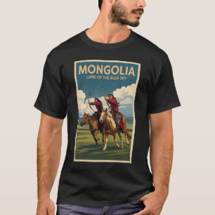 Camiseta Ilustração de Cavaleiros da Mongólia Arte de Viage