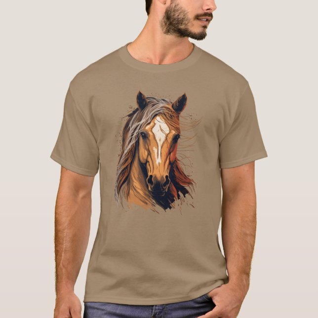 Camiseta Ilustração de Cavalo engraçada (Frente)