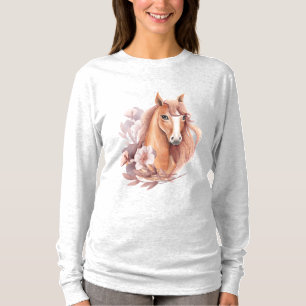 Camiseta Ilustração de Cavalo Floral