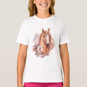 Camiseta Ilustração de Cavalo Floral