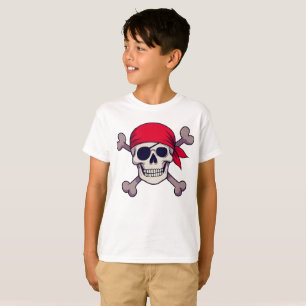 Camiseta Ilustração de Caveira e Ossos Cruzados de Pirata A