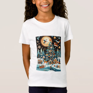 Camiseta Ilustração de Cena de Natal Mágica