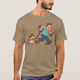 Camiseta Ilustração de cena de perseguição animada amigos