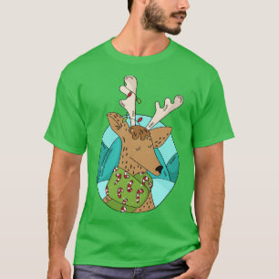 Camiseta Ilustração de cervo de Natal bonito com canas de d