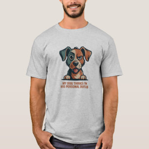 Camiseta Ilustração de Citação Engraçada de Cão Mordomo