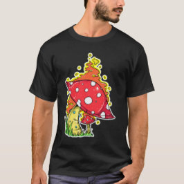 Camiseta Ilustração de Cogumelo Psikedélico em Chamas Arte