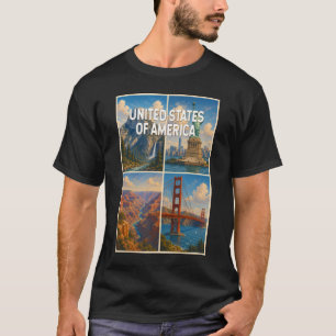 Camiseta Ilustração de colagem dos Estados Unidos Arte de V