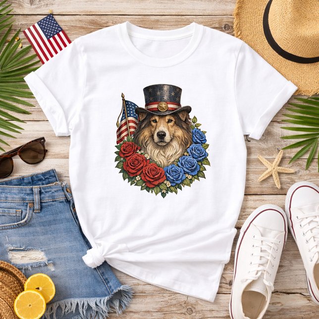 Camiseta Ilustração de Collie da Liberdade (Criador carregado)
