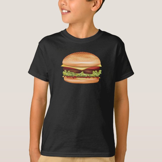 Camiseta Ilustração de Comida Rápida de Hamburger (Frente)